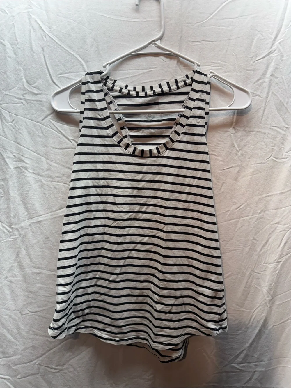Lululemon Cool Racerback Tank Top White & Black Striped Women's